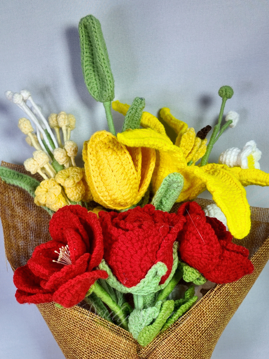 Elegant Floral Bouquet - Red and Yellow