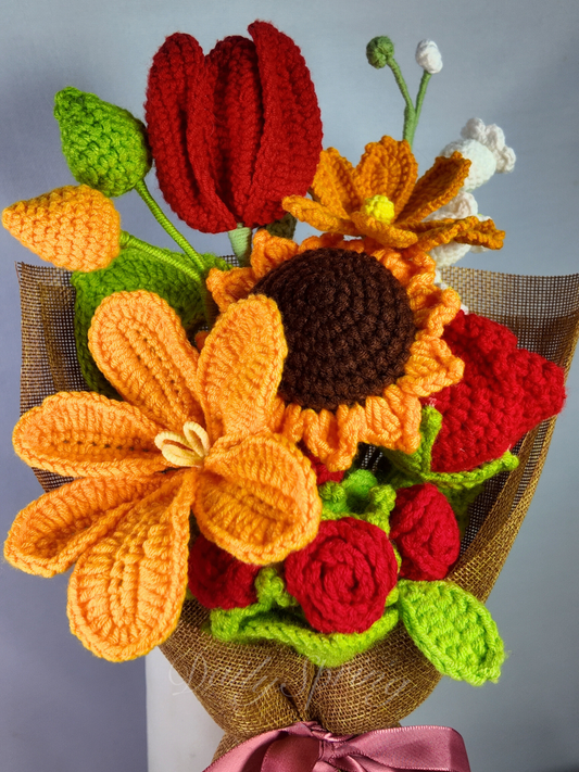 Flower Medley Bouquet - Red and Yellow