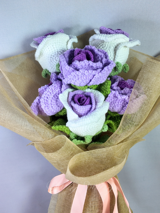 Half Dozen Rose Bouquet - Purple