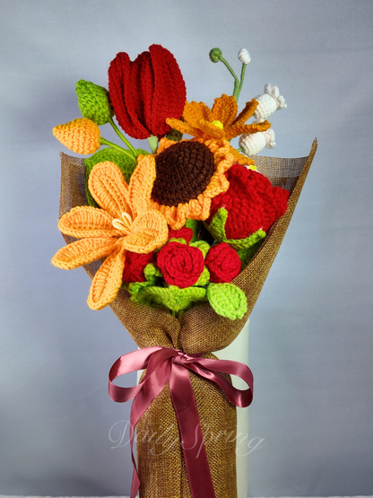 Flower Medley Bouquet - Red and Yellow