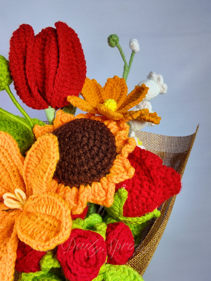 Flower Medley Bouquet - Red and Yellow