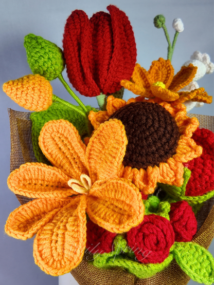 Flower Medley Bouquet - Red and Yellow