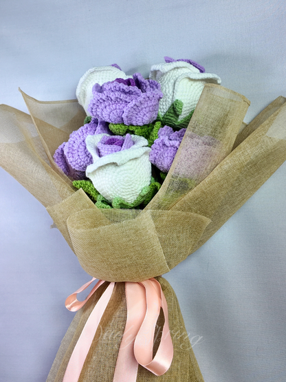 Half Dozen Rose Bouquet - Purple
