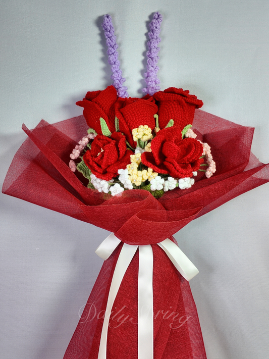 Lavender Rose Bouquet - Red