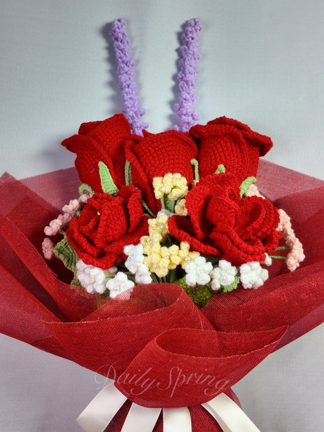 Lavender Rose Bouquet - Red