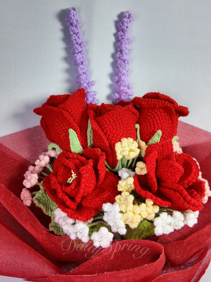 Lavender Rose Bouquet - Red