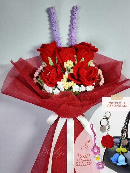 Lavender Rose Bouquet - Red