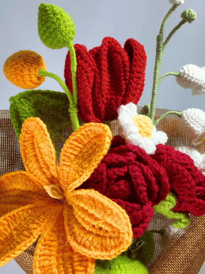 Spring Floral Bouquet - Red and Yellow