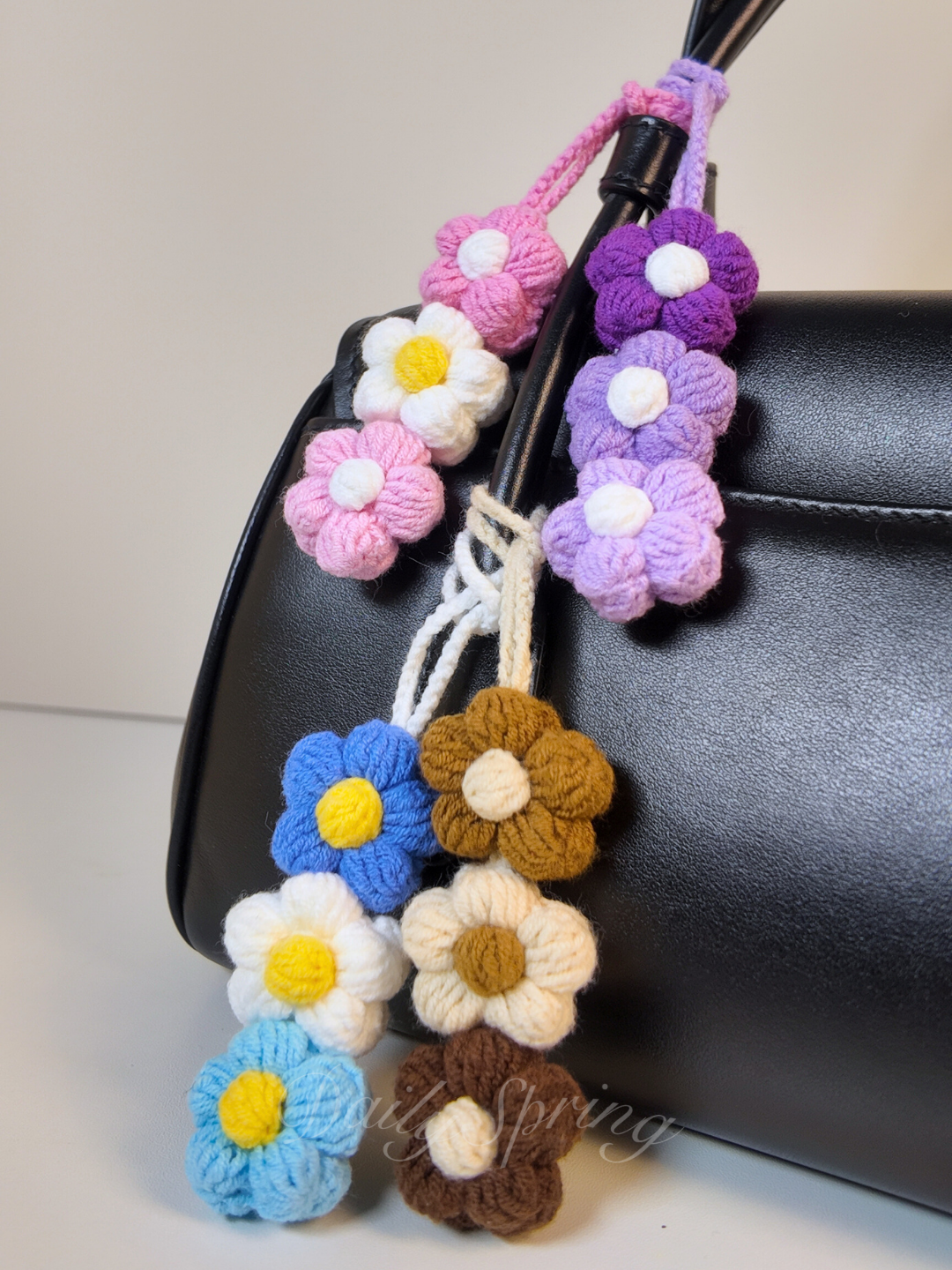 Triplet Daisy Crochet Keychain