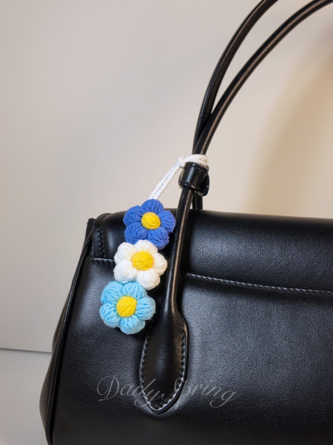 Triplet Daisy Crochet Keychain