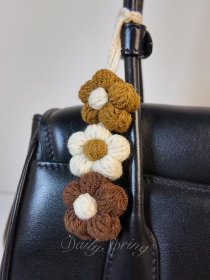 Triplet Daisy Crochet Keychain