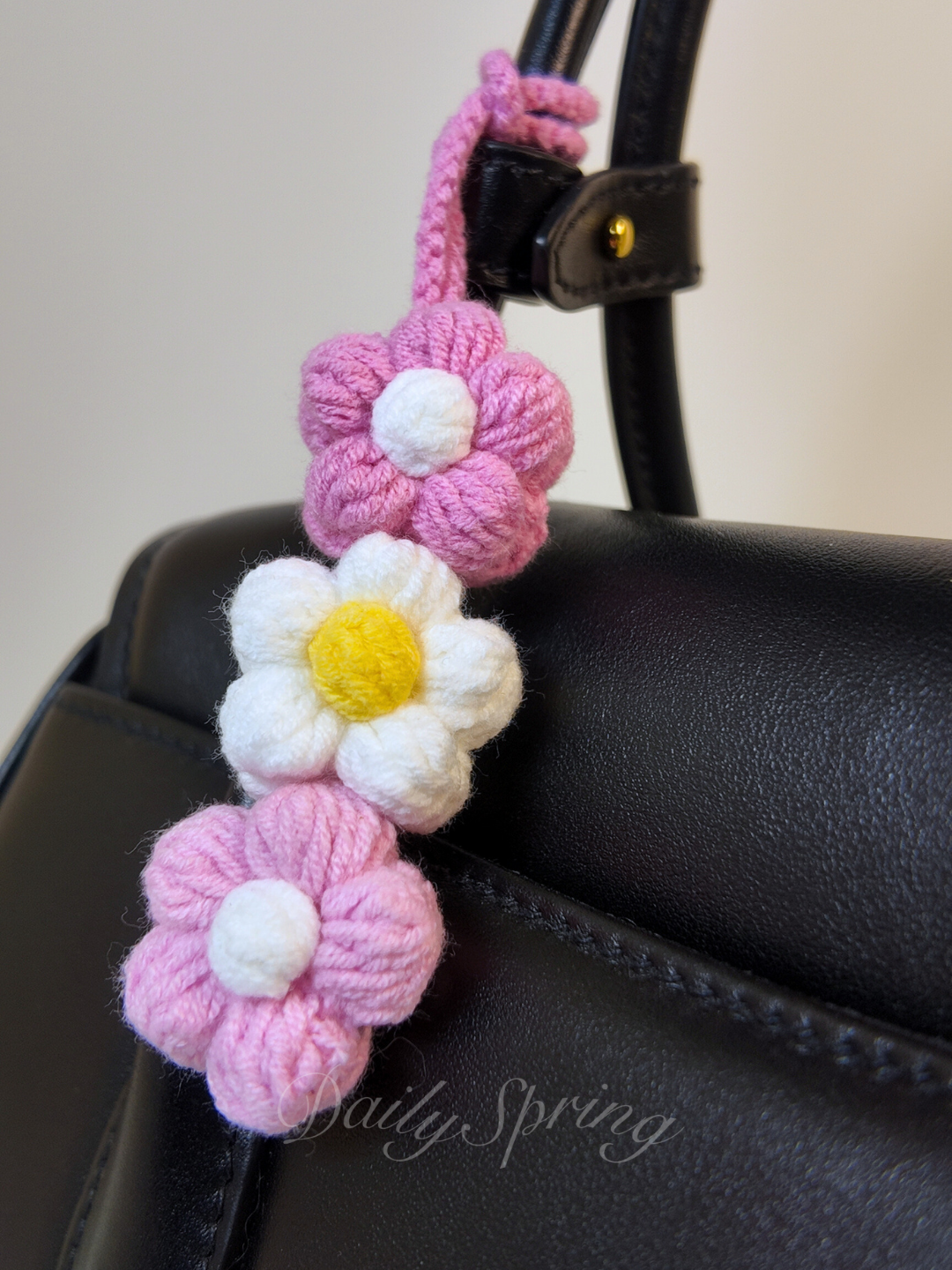 Triplet Daisy Crochet Keychain